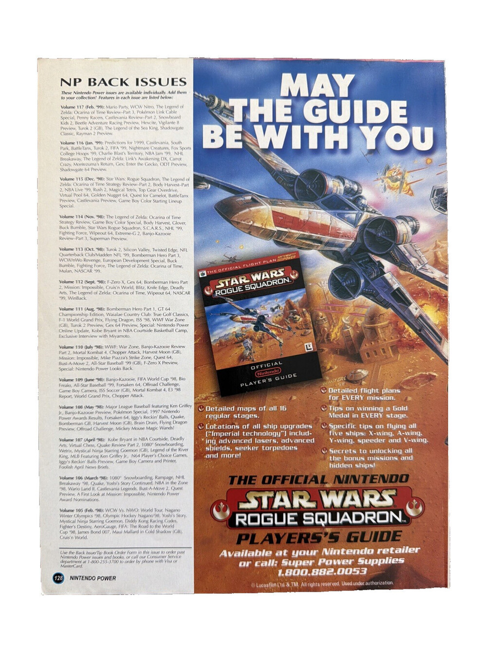 1997 Star Wars Rogue Squadron Nintendo Player’s Strategy Guide Print Ad X-Wing